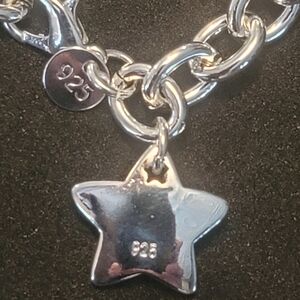 New 8" Rolo Link Tiffany Style Star Pendant Bracelet